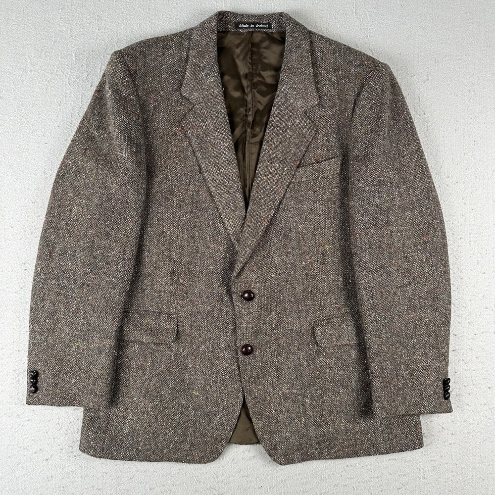 John Molloy Blazer Men's 40 Long Brown Donegal Tweed Wool Jacket 2‎ Button
